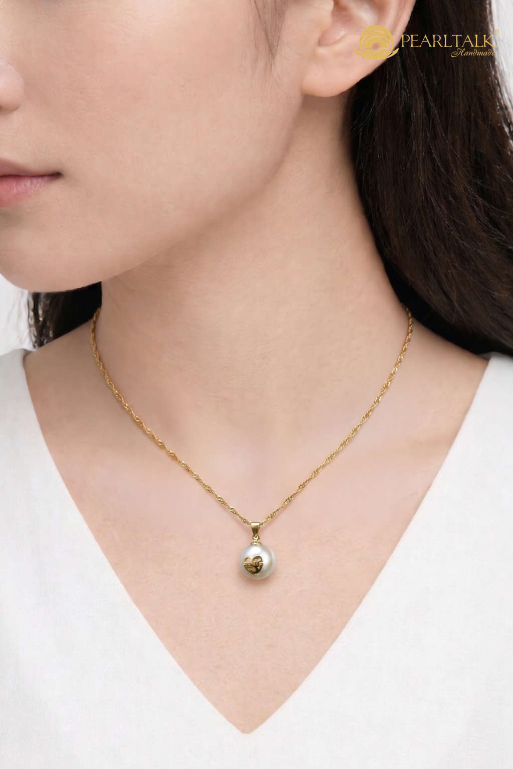 Dây Chuyền Kèm Mặt Ngọc Trai Khảm Trái Tim Jesus&nbsp;